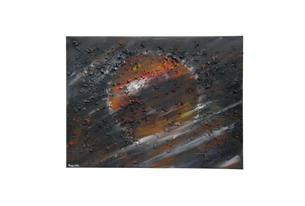 Toile coton 30x40 Relief - Eruption volcanqiue