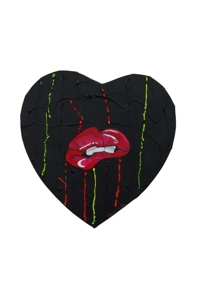 Toile coton 27x29 Cœur Relief - Lipsticks