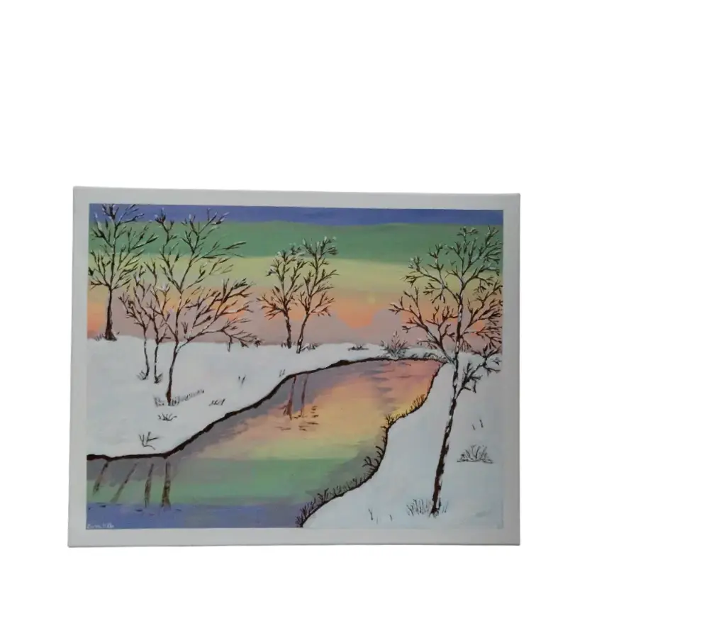 Toile coton 40x50 - Paysage enneigé 