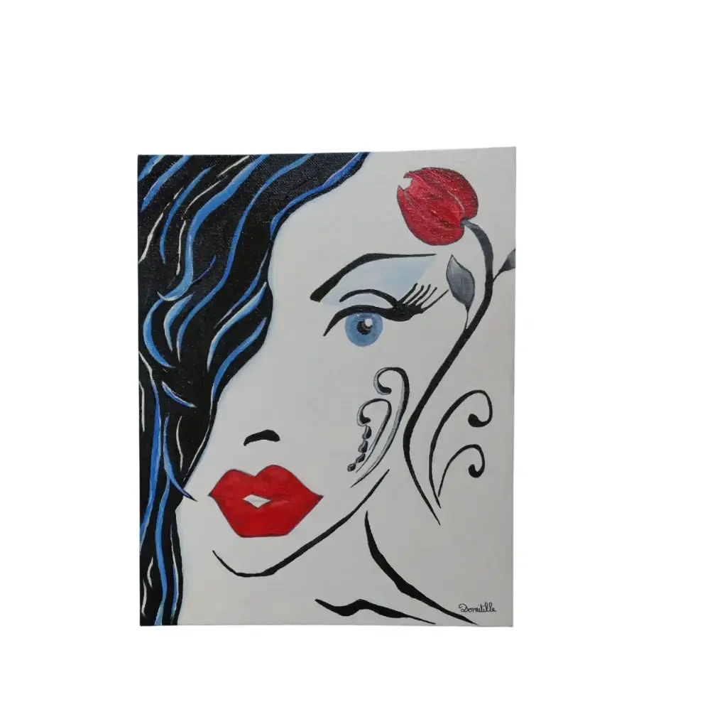 Toile coton 24x30 - La femme fleur 