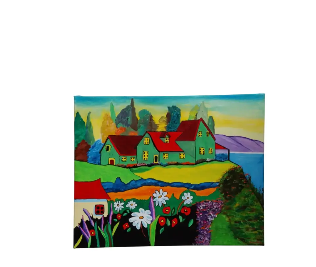 Toile coton 40x50 - Le village enchanté 
