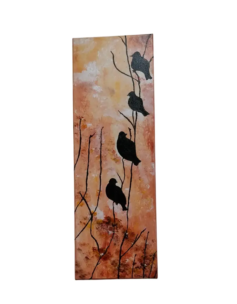 Toile coton 20x60 - Perchés sur une branche