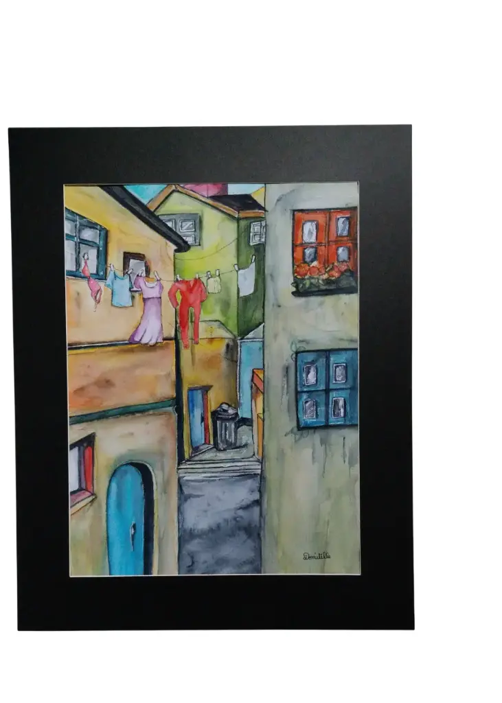 Aquarelle 40x50 - Vieille rue typique