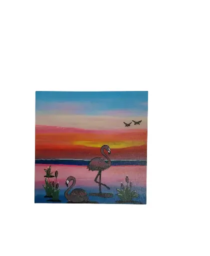 Toile coton 30x30 - Les flamands roses