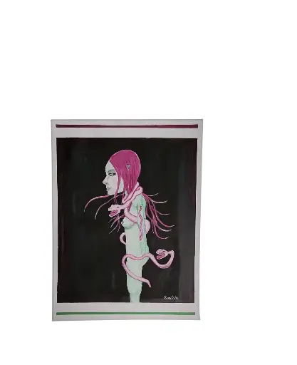 Toile coton 30x40 - Snake girl