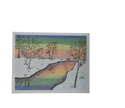 Toile coton 40x50 - Paysage enneigé 