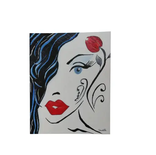 Toile coton 24x30 - La femme fleur 