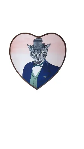 Toile coton 27x29 Cœur - Monsieur le Chat