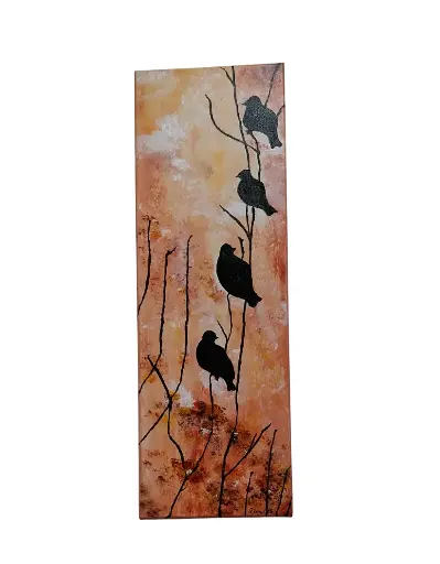 Toile coton 20x60 - Perchés sur une branche
