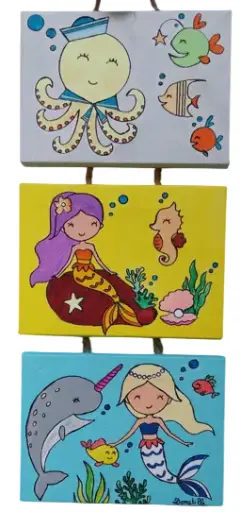 Toile coton 3x 13x18 - Cartoon