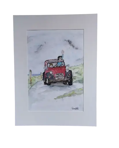 Aquarelle 30x40 - 2CV Charleston